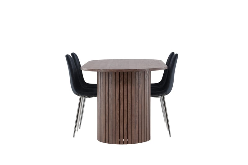 Härön Spisegruppe 200 cm Oval med 4 Polar stoler - Mocca/Sort - Møbler - Bord - Spisegrupper