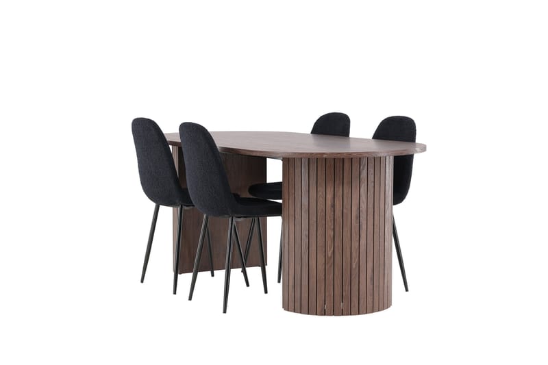 Härön Spisegruppe 200 cm Oval med 4 Polar stoler - Mocca/Sort - Møbler - Bord - Spisegrupper