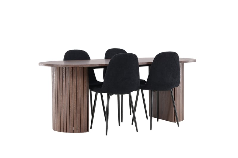 Härön Spisegruppe 200 cm Oval med 4 Polar stoler - Mocca/Sort - Møbler - Bord - Spisegrupper
