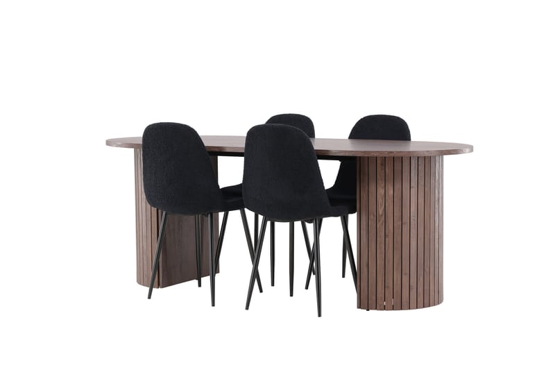 Härön Spisegruppe 200 cm Oval med 4 Polar stoler - Mocca/Sort - Møbler - Bord - Spisegrupper