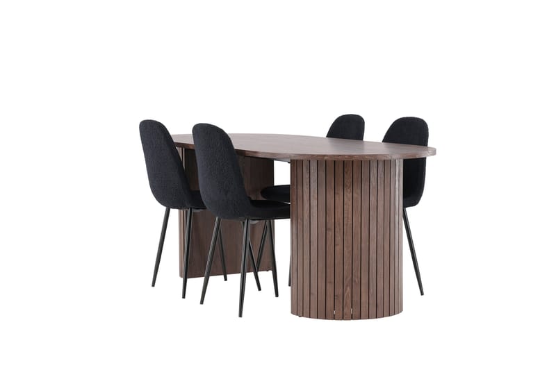 Härön Spisegruppe 200 cm Oval med 4 Polar stoler - Mocca/Sort - Møbler - Bord - Spisegrupper