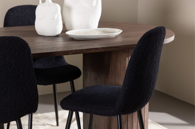 Härön Spisegruppe 200 cm Oval med 4 Polar stoler - Mocca/Sort - Møbler - Bord - Spisegrupper