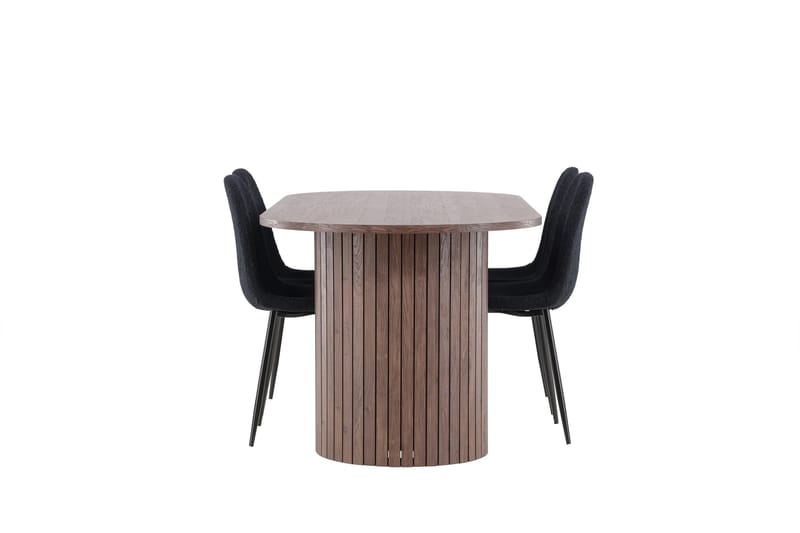 Härön Spisegruppe 200 cm Oval med 4 Polar stoler - Mocca/Sort - Møbler - Bord - Spisegrupper