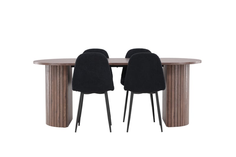 Härön Spisegruppe 200 cm Oval med 4 Polar stoler - Mocca/Sort - Møbler - Bord - Spisegrupper