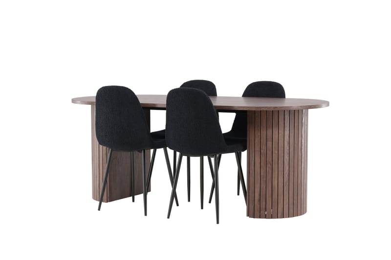 Härön Spisegruppe 200 cm Oval med 4 Polar stoler - Mocca/Sort - Møbler - Bord - Spisegrupper