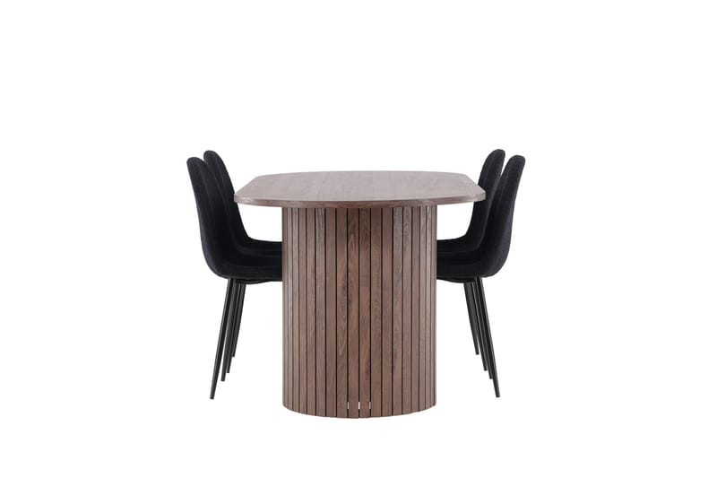 Härön Spisegruppe 200 cm Oval med 4 Polar stoler - Mocca/Sort - Møbler - Bord - Spisegrupper