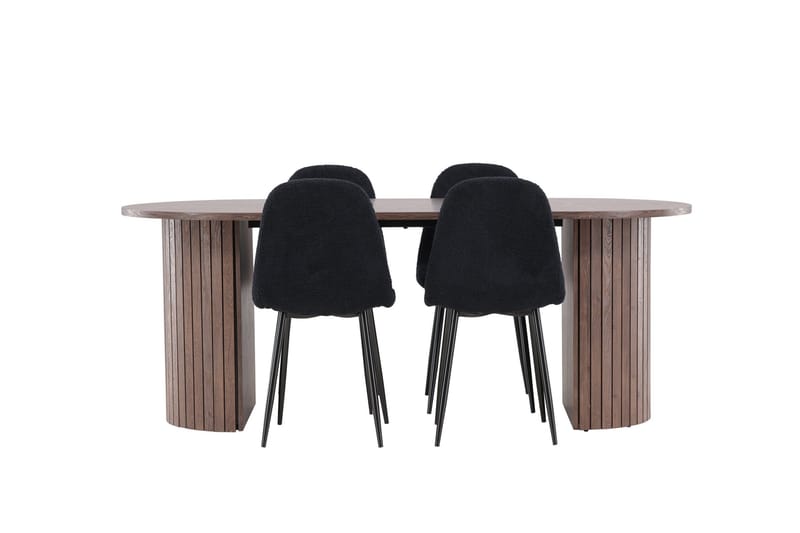 Härön Spisegruppe 200 cm Oval med 4 Polar stoler - Mocca/Sort - Møbler - Bord - Spisegrupper