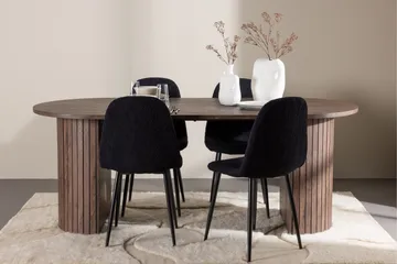 Härön Spisegruppe 200 cm Oval med 4 Polar stoler - Mocca/Sort - Møbler - Bord - Spisegrupper
