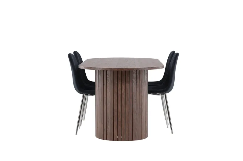 Härön Spisegruppe 200 cm Oval med 4 Polar stoler - Mocca/Sort - Møbler - Bord - Spisegrupper