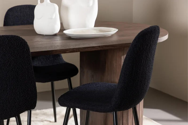 Härön Spisegruppe 200 cm Oval med 4 Polar stoler - Mocca/Sort - Møbler - Bord - Spisegrupper