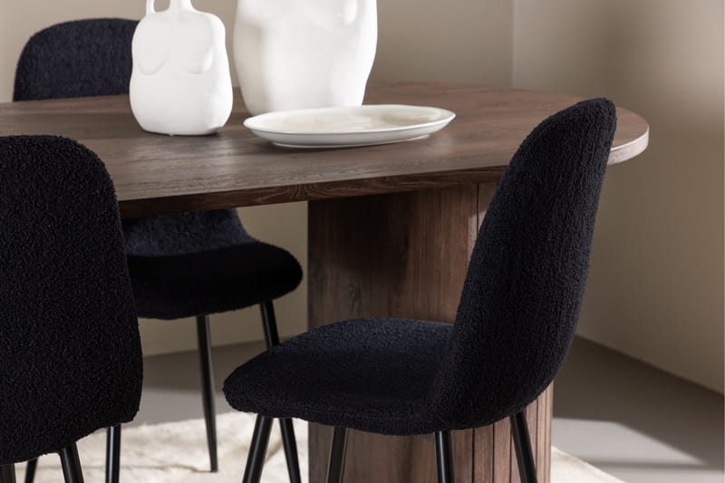 Härön Spisegruppe 200 cm Oval med 4 Polar stoler - Mocca/Sort - Møbler - Bord - Spisegrupper