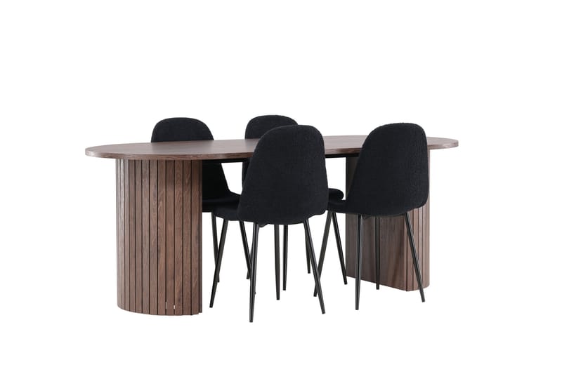 Härön Spisegruppe 200 cm Oval med 4 Polar stoler - Mocca/Sort - Møbler - Bord - Spisegrupper
