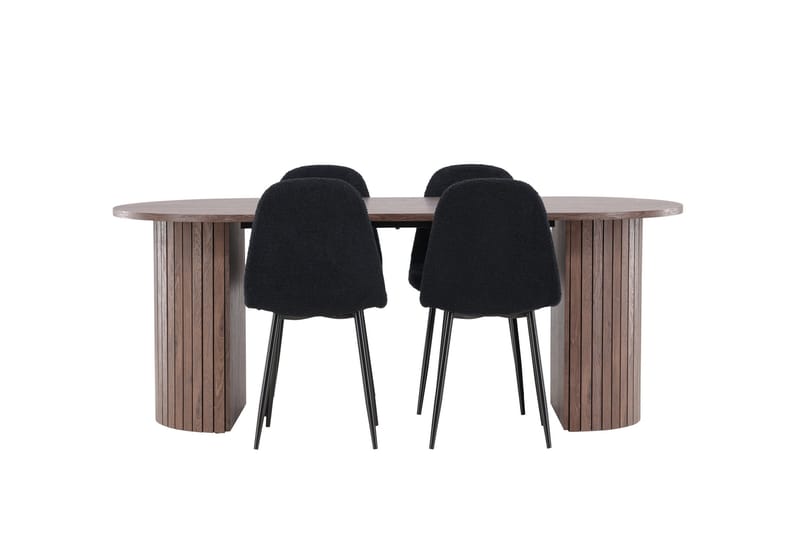 Härön Spisegruppe 200 cm Oval med 4 Polar stoler - Mocca/Sort - Møbler - Bord - Spisegrupper