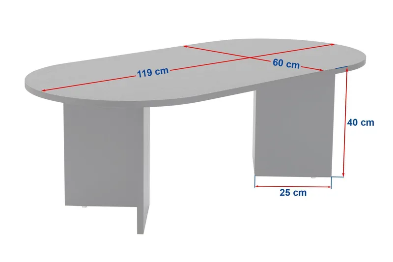 Hasina Ovalt Sofabord 119x60 cm med Travertin- og Valnøttutseende - Beige - Møbler - Bord - Sofabord