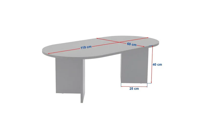 Hasina Ovalt Sofabord 119x60 cm med Travertinutseende - Hvit - Møbler - Bord - Sofabord