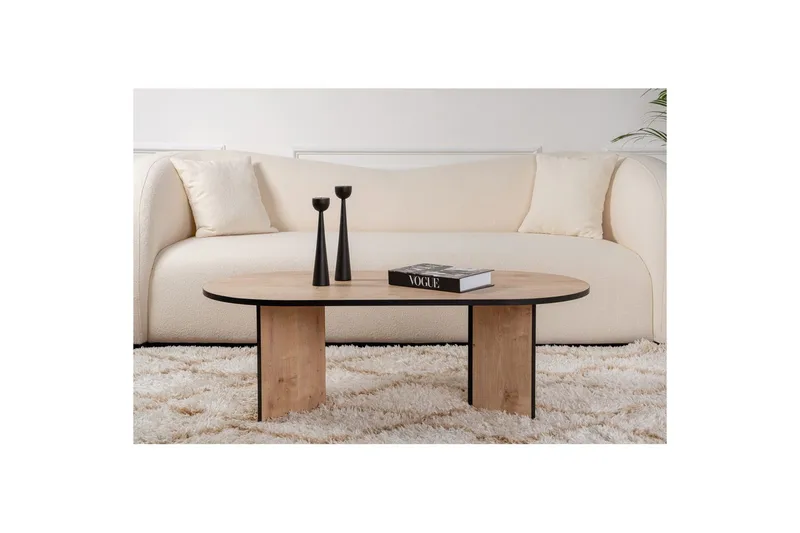 Hasina Ovalt Sofabord 119x60 cm med Tre- og Eikutseende - Flerfarget - Møbler - Bord - Sofabord