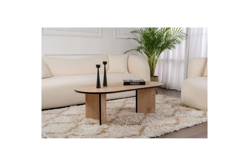 Hasina Ovalt Sofabord 119x60 cm med Tre- og Eikutseende - Flerfarget - Møbler - Bord - Sofabord