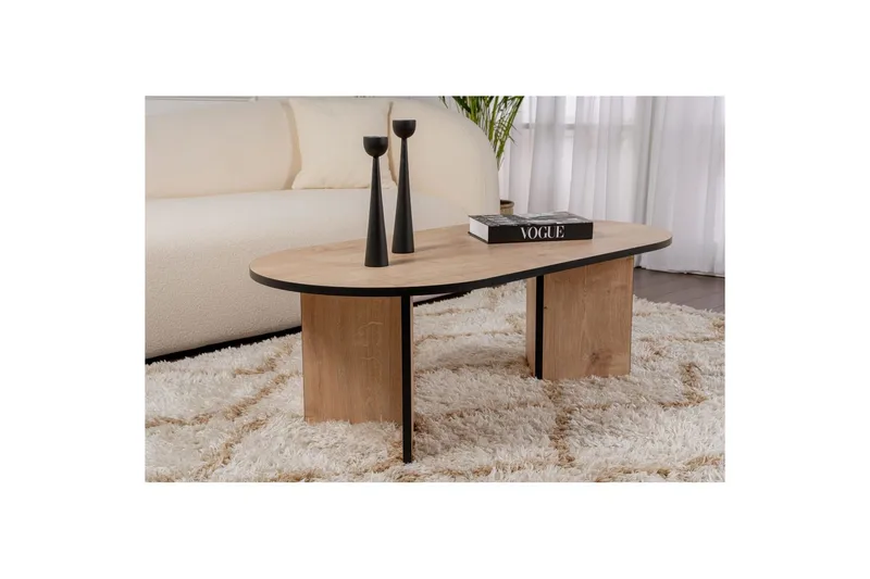 Hasina Ovalt Sofabord 119x60 cm med Tre- og Eikutseende - Flerfarget - Møbler - Bord - Sofabord