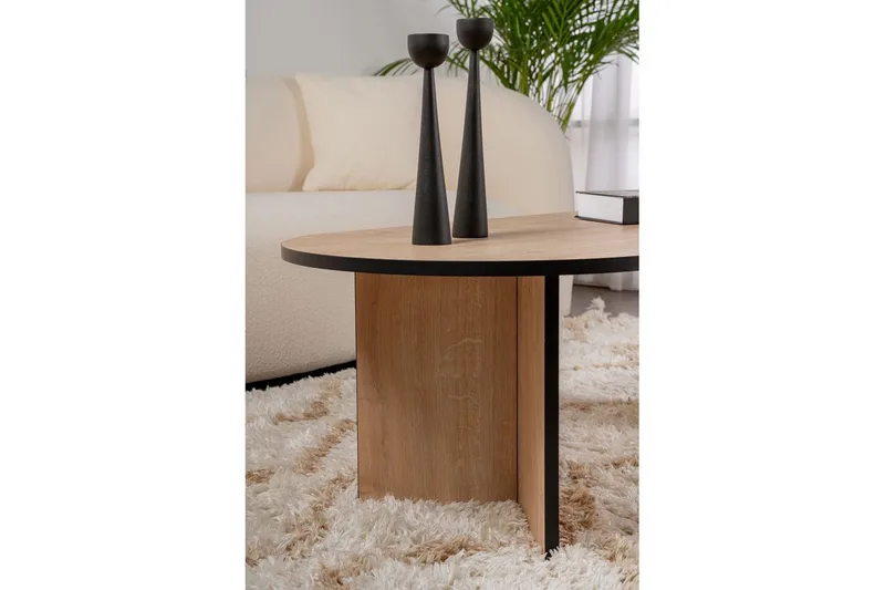 Hasina Ovalt Sofabord 119x60 cm med Tre- og Eikutseende - Flerfarget - Møbler - Bord - Sofabord
