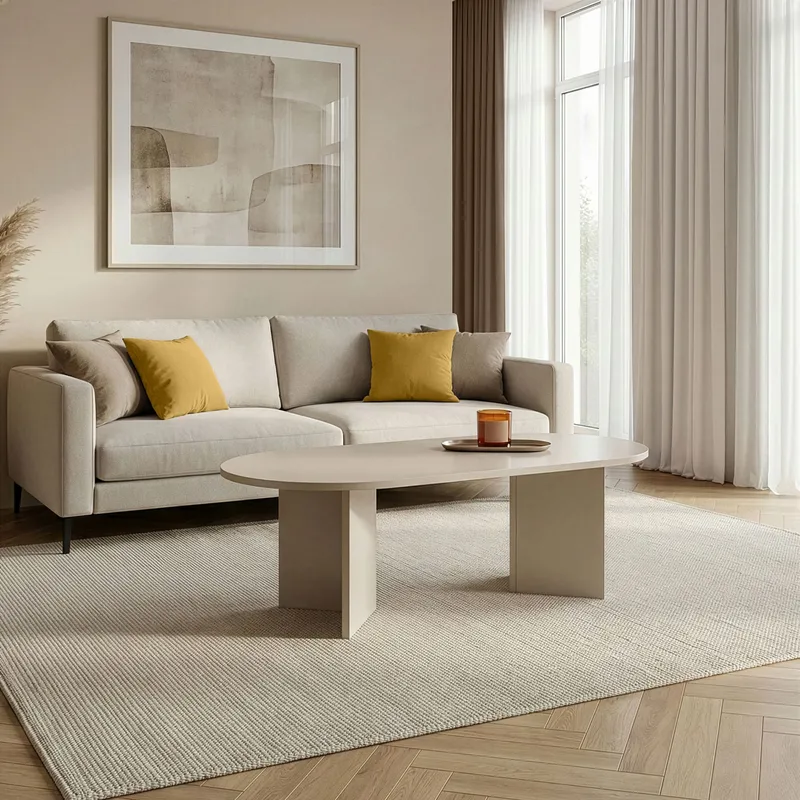 Hasina sofabord 119 cm ovalt - Mink - Møbler - Bord - Sofabord