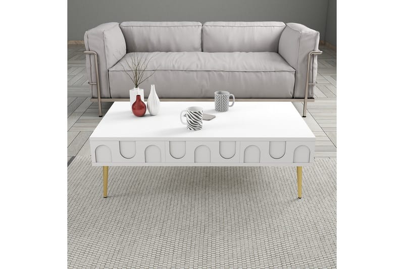 Hazim Sofabord 105 cm - Hvit/Gull - Møbler - Bord - Sofabord