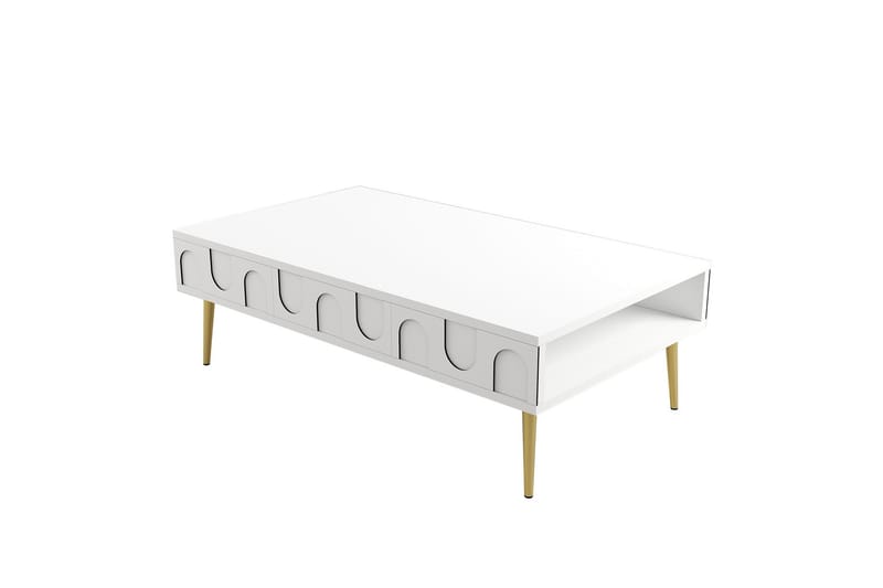 Hazim Sofabord 105 cm - Hvit/Gull - Møbler - Bord - Sofabord
