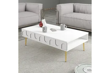 Hazim Sofabord 105 cm - Hvit/Gull - Møbler - Bord - Sofabord