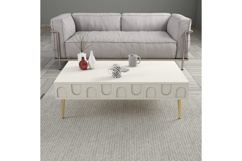 Hazim Sofabord 105 cm - Krem/Gull - Møbler - Bord - Sofabord