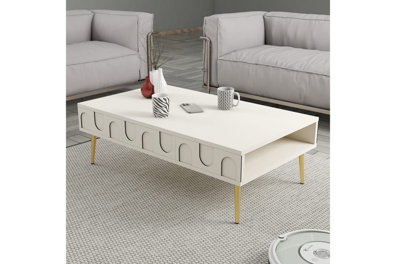 Hazim Sofabord 105 cm - Krem/Gull - Møbler - Bord - Sofabord