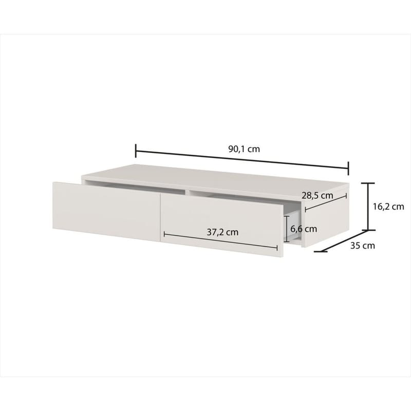 Hengende sminkebord Jukon S med 2 skuffer + speil Ø80 cm - Møbler - Bord - Sminkebord & toalettbord