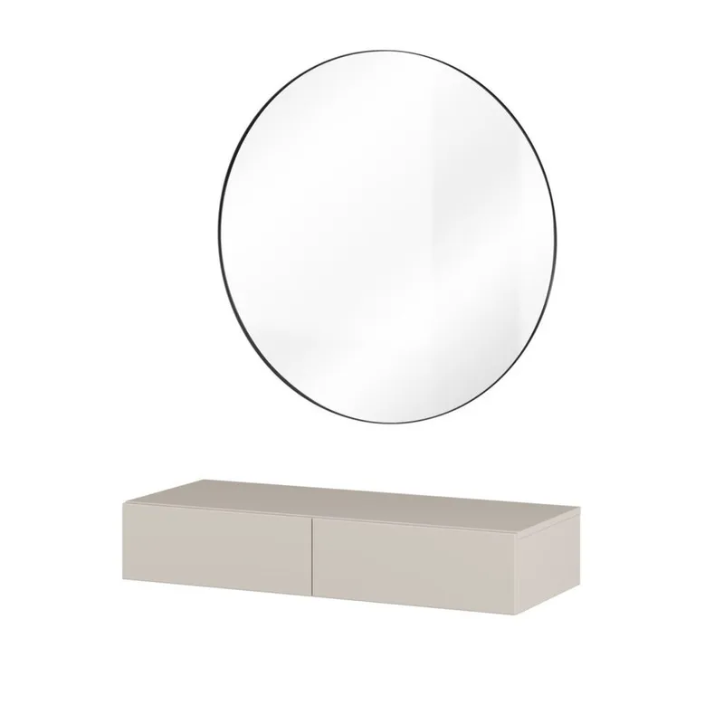 Hengende sminkebord Jukon S med 2 skuffer + speil Ø80 cm - Møbler - Bord - Sminkebord & toalettbord