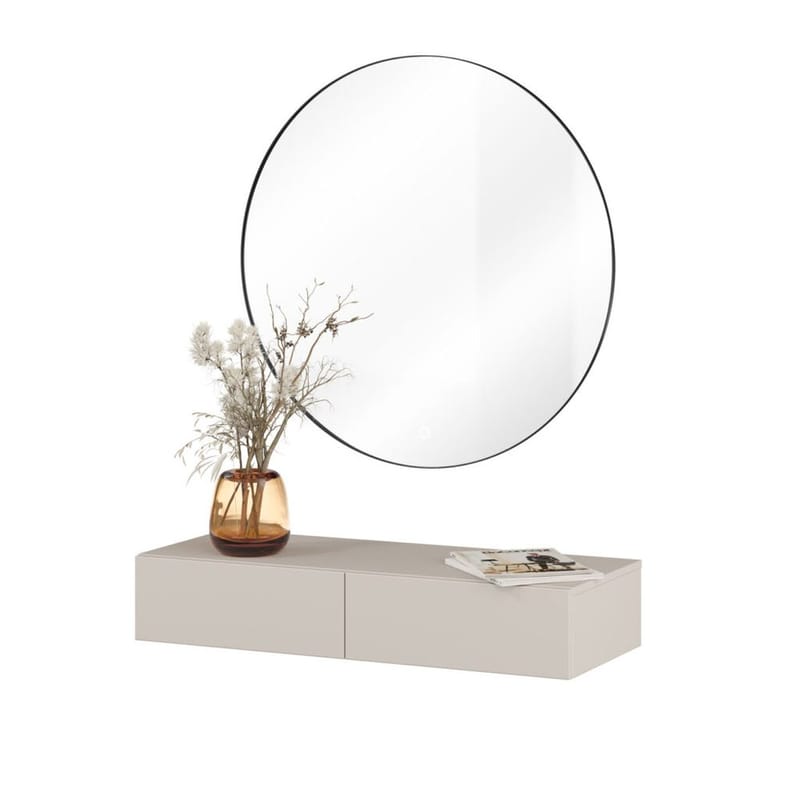 Hengende sminkebord Jukon S med 2 skuffer + speil Ø80 cm - Møbler - Bord - Sminkebord & toalettbord