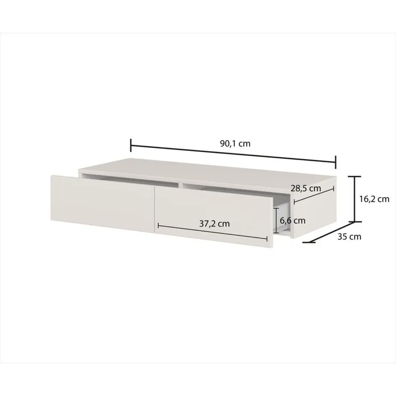 Hengende sminkebord Jukon S med 2 skuffer + speil Ø80 cm - Møbler - Bord - Sminkebord & toalettbord