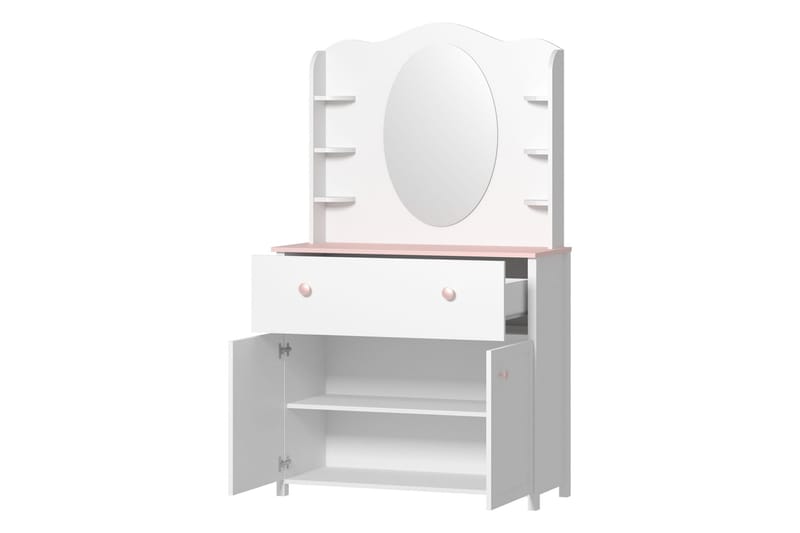 Hilts Sminkebord 110x42 cm - Hvit/Rosa - Møbler - Bord - Sminkebord & toalettbord - Sminkebord med speil