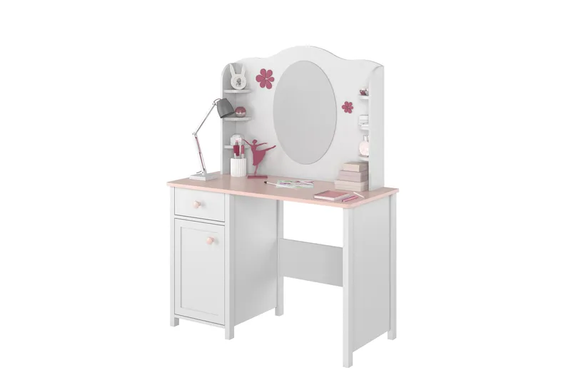 Hilts Sminkebord 110x52 cm, Hvit/Rosa