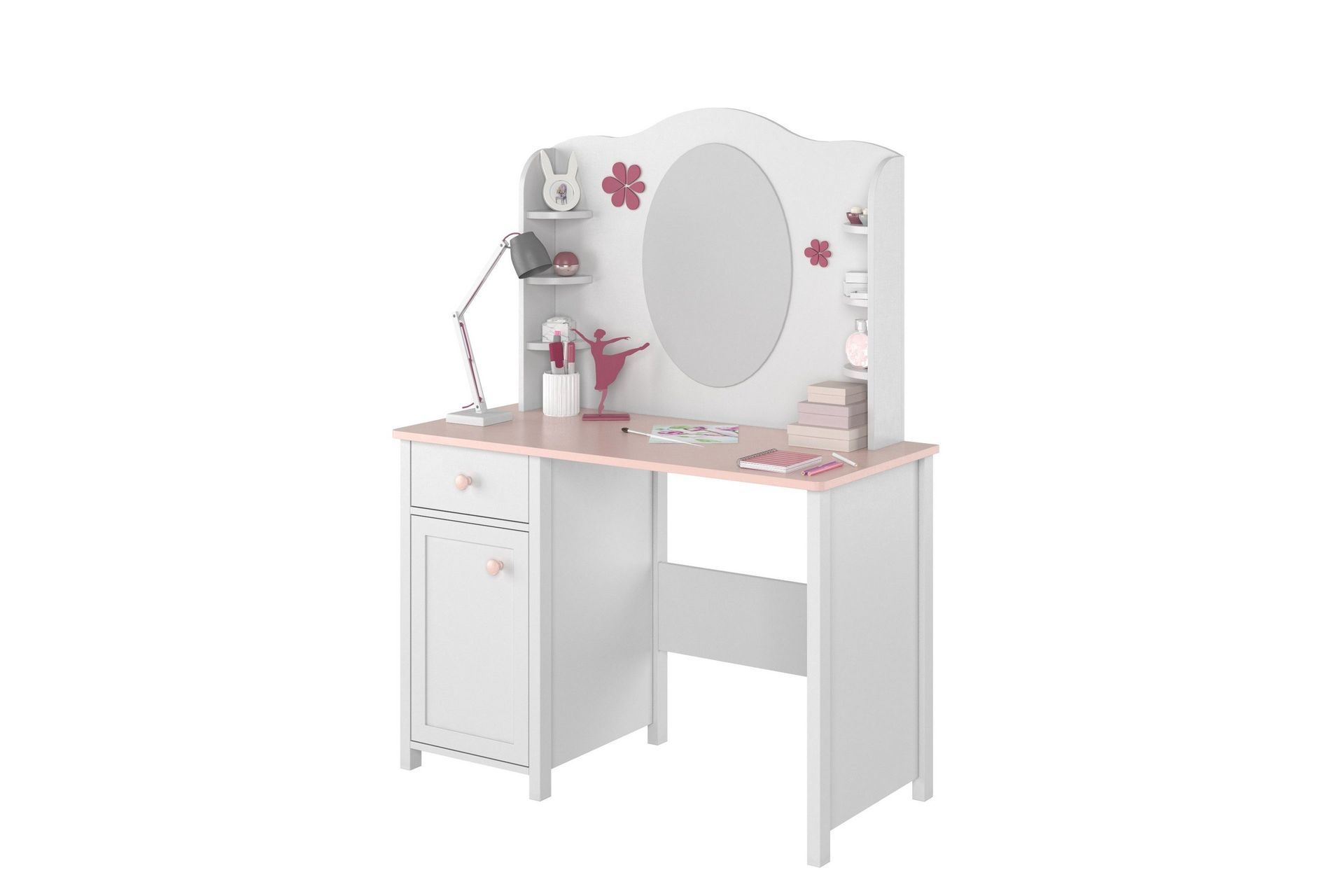 Hilts Sminkebord 110x52 cm - Hvit/Rosa
