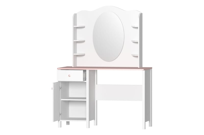 Hilts Sminkebord 110x52 cm - Hvit/Rosa - Møbler - Bord - Sminkebord & toalettbord - Sminkebord med speil
