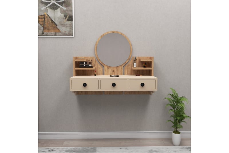 Hines Sminkebord 90 cm - Brun/Beige - Møbler - Bord - Sminkebord & toalettbord