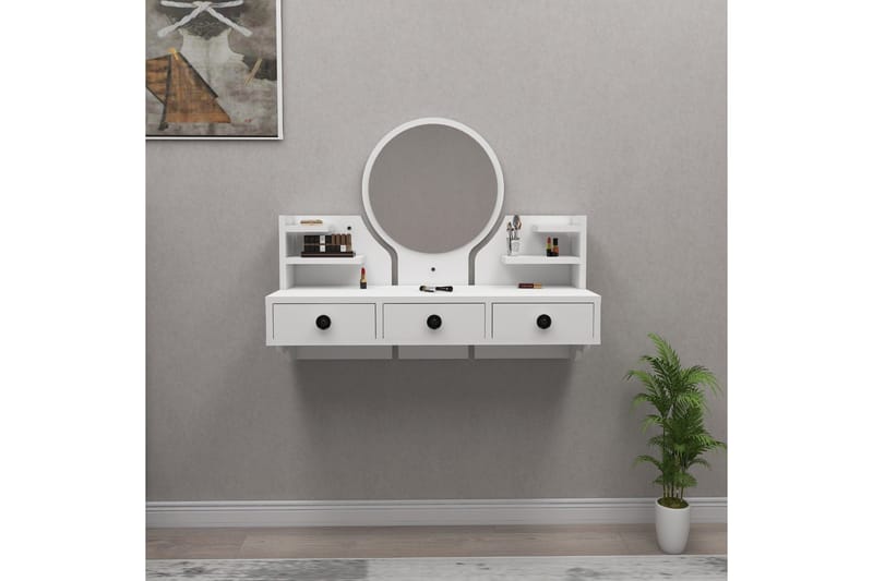 Hines Sminkebord 90 cm - Hvit - Møbler - Bord - Sminkebord & toalettbord - Sminkebord med speil