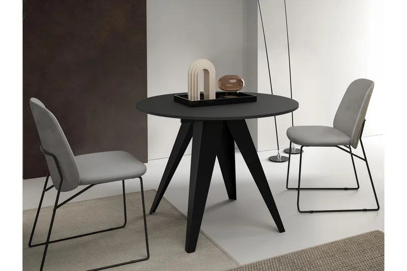 Hoban Lite Uttrekkbart Rundt Spisebord 90 cm - Svart - Møbler - Bord - Spisebord & kjøkkenbord