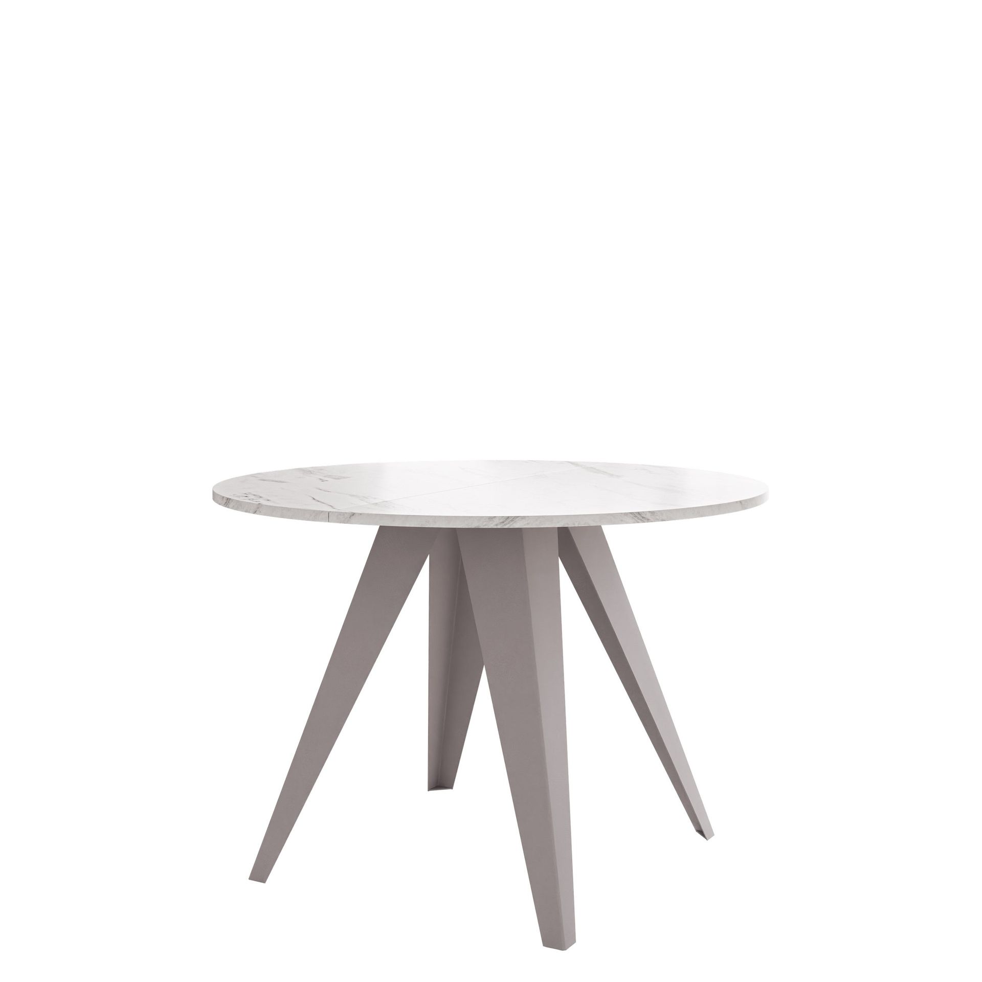 Hoban Spisebord rundt uttrekkbart 100-138 cm - Beige, hvit (marmor)