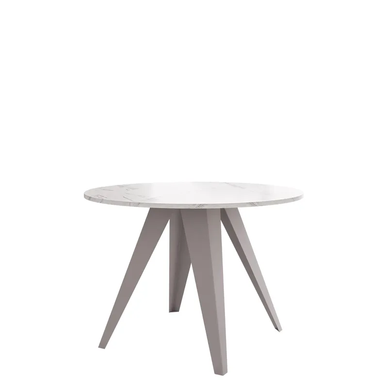 Hoban Spisebord rundt uttrekkbart 100-138 cm - Beige, hvit (marmor) - Møbler - Bord - Spisebord & kjøkkenbord