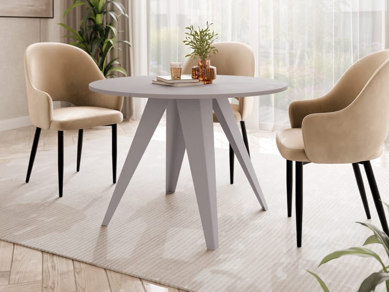 Hoban Spisebord rundt uttrekkbart 100-138 cm - Beige - Møbler - Bord - Spisebord & kjøkkenbord