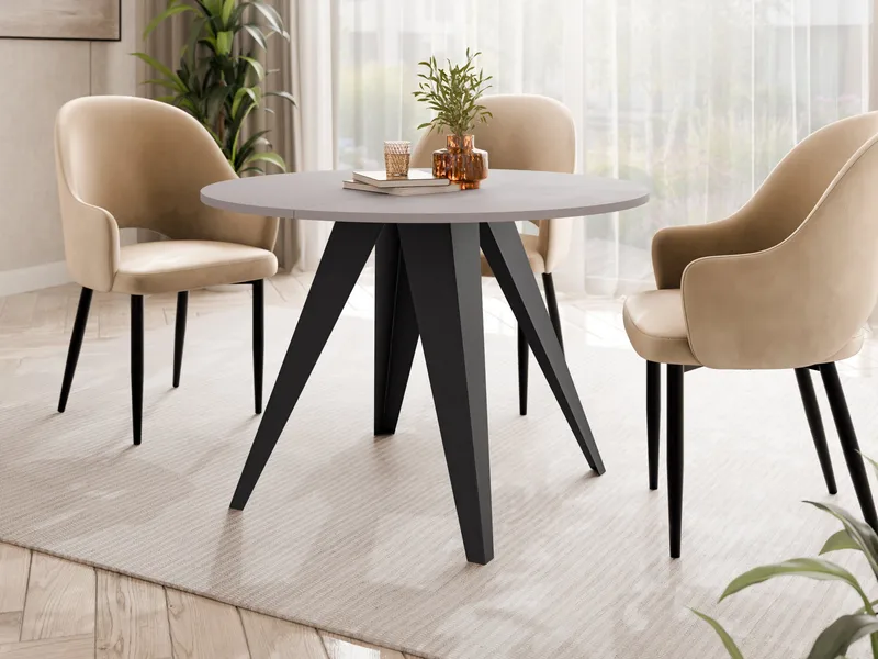 Hoban Spisebord rundt uttrekkbart 100-138 cm - svart, beige - Møbler - Bord - Spisebord & kjøkkenbord