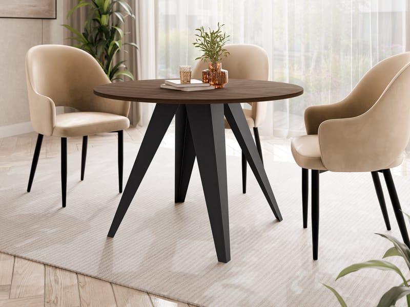 Hoban Spisebord rundt uttrekkbart 100-138 cm - Svart, brun - Møbler - Bord - Spisebord & kjøkkenbord