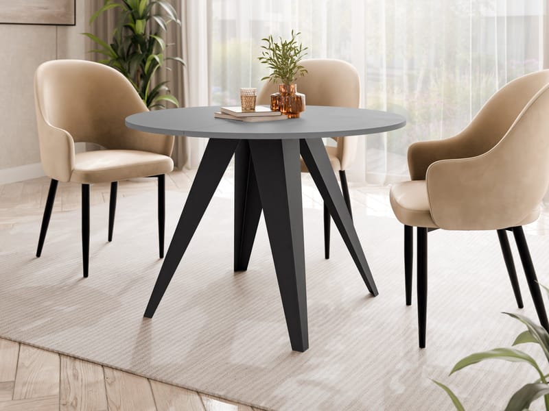 Hoban Spisebord rundt uttrekkbart 100-138 cm - svart, grå - Møbler - Bord - Spisebord & kjøkkenbord