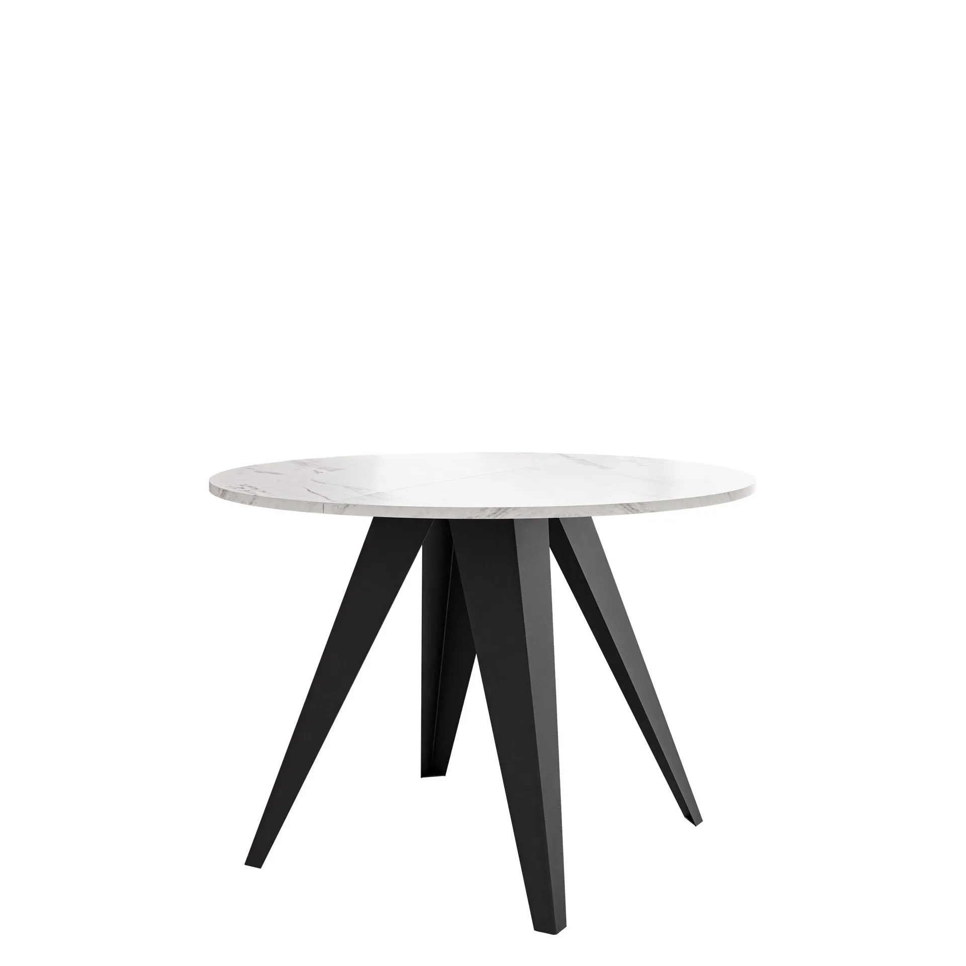 Hoban Spisebord rundt uttrekkbart 100-138 cm - Svart, hvit (hvit bordplate i marmor)