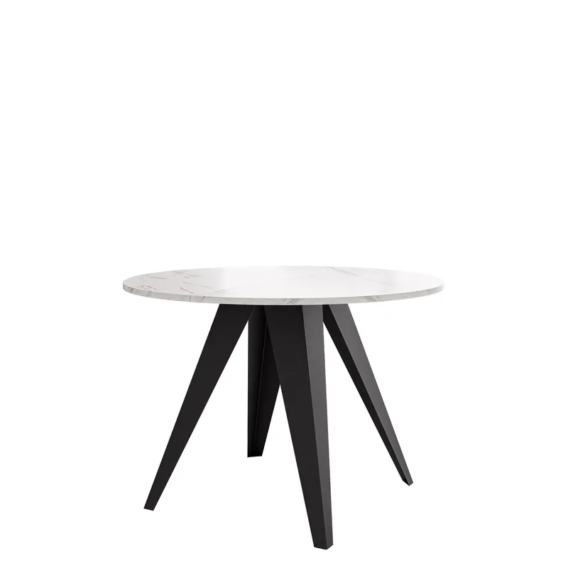 Hoban Spisebord rundt uttrekkbart 100-138 cm - Svart, hvit (hvit bordplate i marmor) - Møbler - Bord - Spisebord & kjøkkenbord