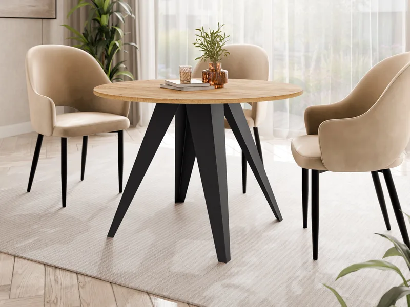 Hoban Spisebord rundt uttrekkbart 100-138 cm - svart, natur - Møbler - Bord - Spisebord & kjøkkenbord