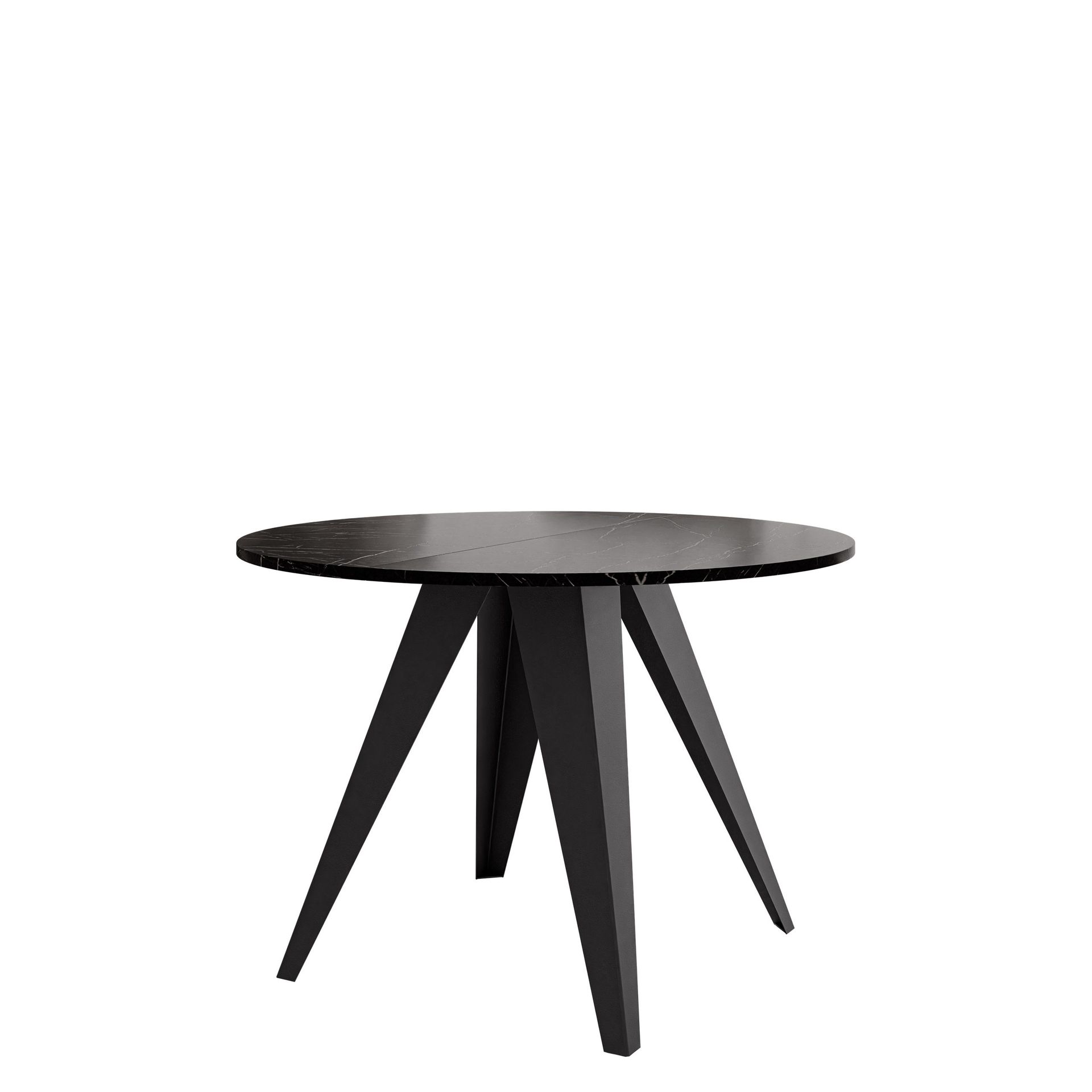 Hoban Spisebord rundt uttrekkbart 100-138 cm - svart (svart marmortopp)